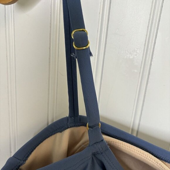 Kona Sol Two-Tone Blue Color Block 1-piece Womens XL Criss Cross Back Swimsuit - Picture 5 of 9